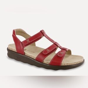 SAS Sorrento - T-Strap Red Leather Sandal size 10
